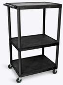 Luxor Black Three Shelves Electric AV Cart, 32 x 24 x 54.25 inch Height