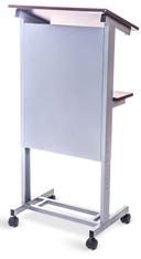 Luxor Dark Walnut Rolling Adjustable- Height Podium, 23.5 x 16.5 x 40.5 - 48.5 inch Height