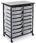 Luxor Gray Double Row Mobile Bin Storage Unit with Small Gray Bins, 30.75 x 20 x 37.5 inch Height