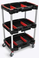 Luxor Black Mechanics Three-Shelf Cart, 22.75 x 18 x 32 inch Height