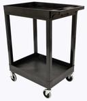Luxor Black Plastic Two Shelves Utility Tub Cart, 24 x 18 inch Shelf