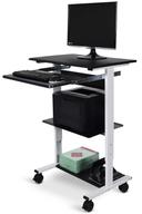 Luxor Black Three Shelf Adjustable Stand Up Workstation, 29.5 x 20 x 34.5 to 45.5 inch Height