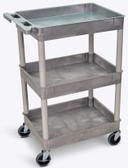 Luxor Gray Tub Cart with Three Shelves, 24 x 18 x 39.25 inch Height