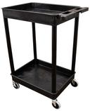 Luxor Black Tub Cart with Two Shelves, 24 x 18 x 37.5 inch Height