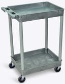 Luxor Gray Tub Cart with Two Shelves, 24 x 18 x 37.5 inch Height