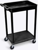 Luxor Black Top Tub and Bottom Flat Shelf Cart, 24 x 18 x 35.75 inch Height