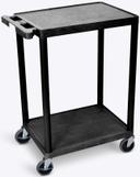 Luxor Black Flat-Shelf Cart with Two Shelves, 24 x 18 x 33.25 inch Height