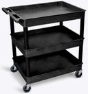 Luxor Black Large Tub Cart with Three Shelves, 32 x 24 x 38.25 inch Height