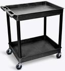 Luxor Black Large Tub Cart with Two Shelves, 32 x 24 x 37.5 inch Height