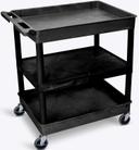 Luxor Black Large Tub Top/Bottom and Flat Middle Shelf Cart, 32 x 24 x 36.5 inch Height