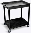 Luxor Black Large Top Tub and Flat Bottom Shelf Cart, 32 x 24 x 35.75 inch Height