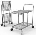 Luxor Two-Shelf Collapsible Wire Utility Cart, 37 x 18.25 x 30.5 inch