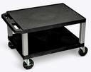 Luxor Black AV Cart with Two Shelves and Nickel Legs, 24 x 18 x 16 inch Height