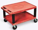 Luxor Red Two Shelf AV Cart with Electric Assembly and Black Leg, 24 x 18 x 16 inch Height