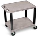 Luxor Gray 2 Shelves AV Cart with Electric Assembly and Black Legs, 24 x 18 x 24.5 inch Height