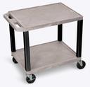 Luxor Gray 2 Shelves AV Cart with Electric Assembly and Black Legs, 24 x 18 x 24.5 inch Height