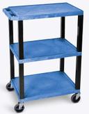 Luxor Blue Three Shelves Tuffy Utility Cart, 24 x 18 x 34 inch Height