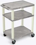 Luxor Gray AV Cart with Three Shelves and Putty Legs, 24 x 18 x 34 inch Height