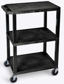 Luxor Black Three Shelves Tuffy Utility Cart, 24 x 18 x 34 inch Height