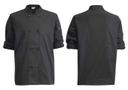 Winco Signature Chef Black Tapered Fit Medium Ventilated Chef Jacket with Roll Tab Sleeve -- 24 per case