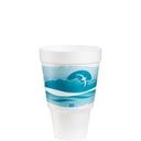 White with Horizon Teal Print EPS Insulated Foam Pedestal Squat Cup
