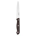 9 1/4 inch 13/0 Stainless Steel Pointed Tip Steak Knife with Black Handle