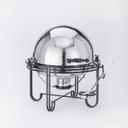 American Metalcraft Rectangular Hammered Stainless Steel Mesa Roll Top Chafer, 6 Quart.