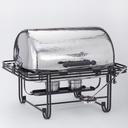 American Metalcraft Rectangular Hammered Stainless Steel Mesa Roll Top Chafer, 8 Quart.