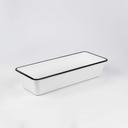 American Metalcraft Black Rimmed Rectangular White Melamine Bowl, 106 Ounce