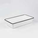 American Metalcraft Black Rimmed Rectangular White Melamine Bowl, 144 Ounce