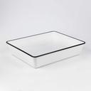 American Metalcraft Black Rimmed Rectangular White Melamine Bowl, 212 Ounce