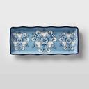 American Metalcraft Isabella Collection Melamine Blue and White Rectangular Platter, 14 inch Length x 5-5/8 inch Width x 1-1/4 inch Height