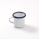 American Metalcraft White with Blue Rim Enamel Mug with Handle, 6 Ounce
