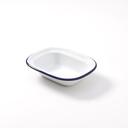 American Metalcraft White with Blue Rim Oblong Enamel Bowl, 8 Ounce