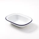 American Metalcraft White with Blue Rim Oblong Enamel Bowl, 16 Ounce
