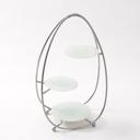 American Metalcraft Silver Oval Three Tier Stand, 12 x 7 x 20 1/2 inch