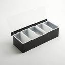American Metalcraft Stainless Steel Black Finish 5 Compartment Condiment Holder, 14-3/4 inch Length x 5-3/4 inch Width x 3-1/2 inch Height