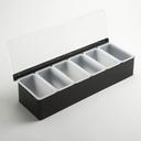 American Metalcraft Stainless Steel Black Finish 6 Compartment Condiment Holder, 17-3/4 inch Length x 5-3/4 inch Width 3-1/2 inch Height