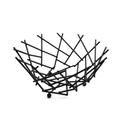 American Metalcraft Smaller Black Round Thatch Fruit Basket, 8 x 3 5/8 inch