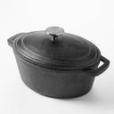 American Metalcraft Cast Iron Steel Large Oval Casserole, 3 Quart