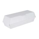 White SBS Paperboard Rectangular Hot Dog Clamshell Container