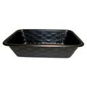 Polystyrene 32 Ounce Medium Black Oblong Container with Weave Design