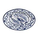 Puebla Alumina Vitrified 12.25 inch Blue Oval Rolled Edge Platter, 12 count