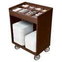 Cambro Dark Brown Tray and Silverware Cart with Pan and Vinyl Cover, 32 3/8 x 21 1/4 x 45 1/2 inch.
