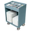 Slate Blue Cambro Cart With Pan And Vinyl Cover.
