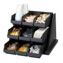 Cambro Organizers Rack with 2 Bins, Black, 20 1/8 x 21 3/8 x 14 1/4 inch.