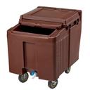 Cambro Standard Height Dark Brown Slidinglid Ice Caddy with Swivel and Fixed Caster, 125 Pound Capacity