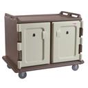 Cambro Granite Sand Low Profile Double Door Double Compartment 20 Tray Meal Delivery Cart, 48 1/2 x 44 x 32 1/2 inch.