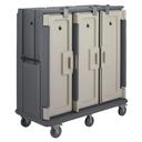 Cambro Granite Gray Tall Profile 3 Door 3 Compartment 30 Tray Meal Delivery Cart, 60 x 63 5/8 x 29 1/4 inch.