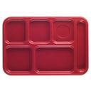 Cambro Budget 6 Compartment School Tray, Red, 10 x 14 inch -- 24 per case.